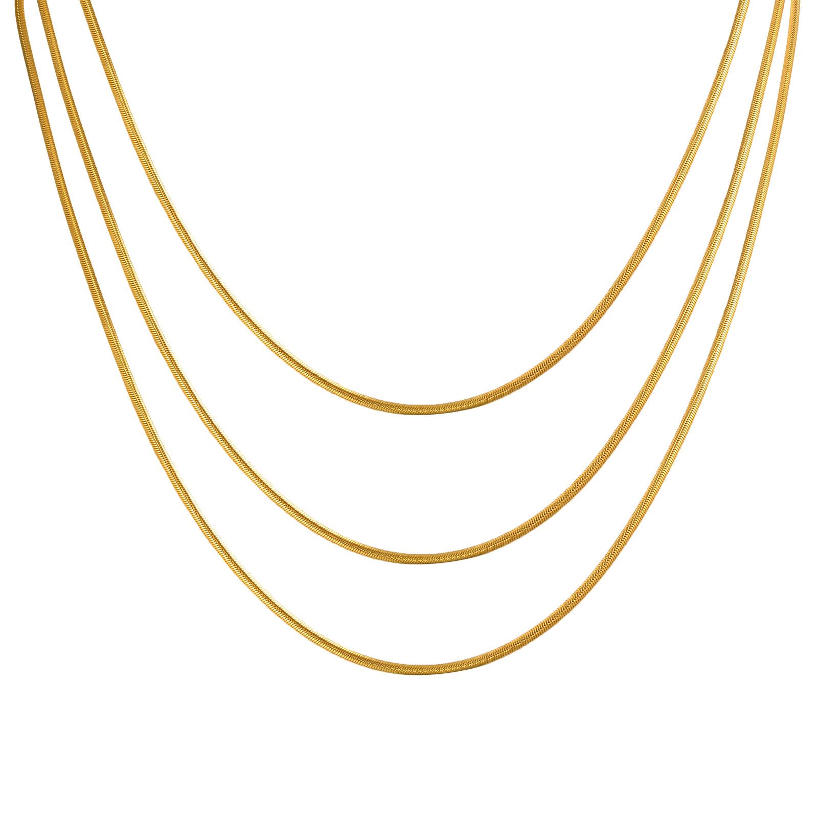 Vnox Stainless Steel Snake Chain Necklace For Women Thin Layer Choker Herringbone Gold Color Necklaces Classic Jewelry Gifts