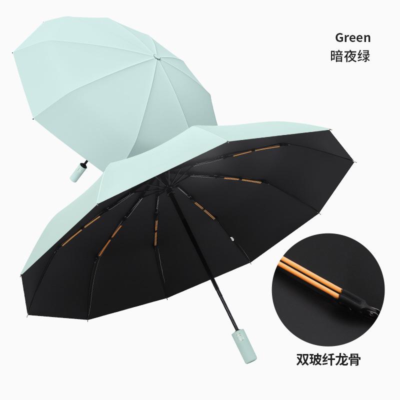 Fully automatic folding umbrella men's large reinforced thickened and strong wind and rain resistant women's sun umbrella parasol