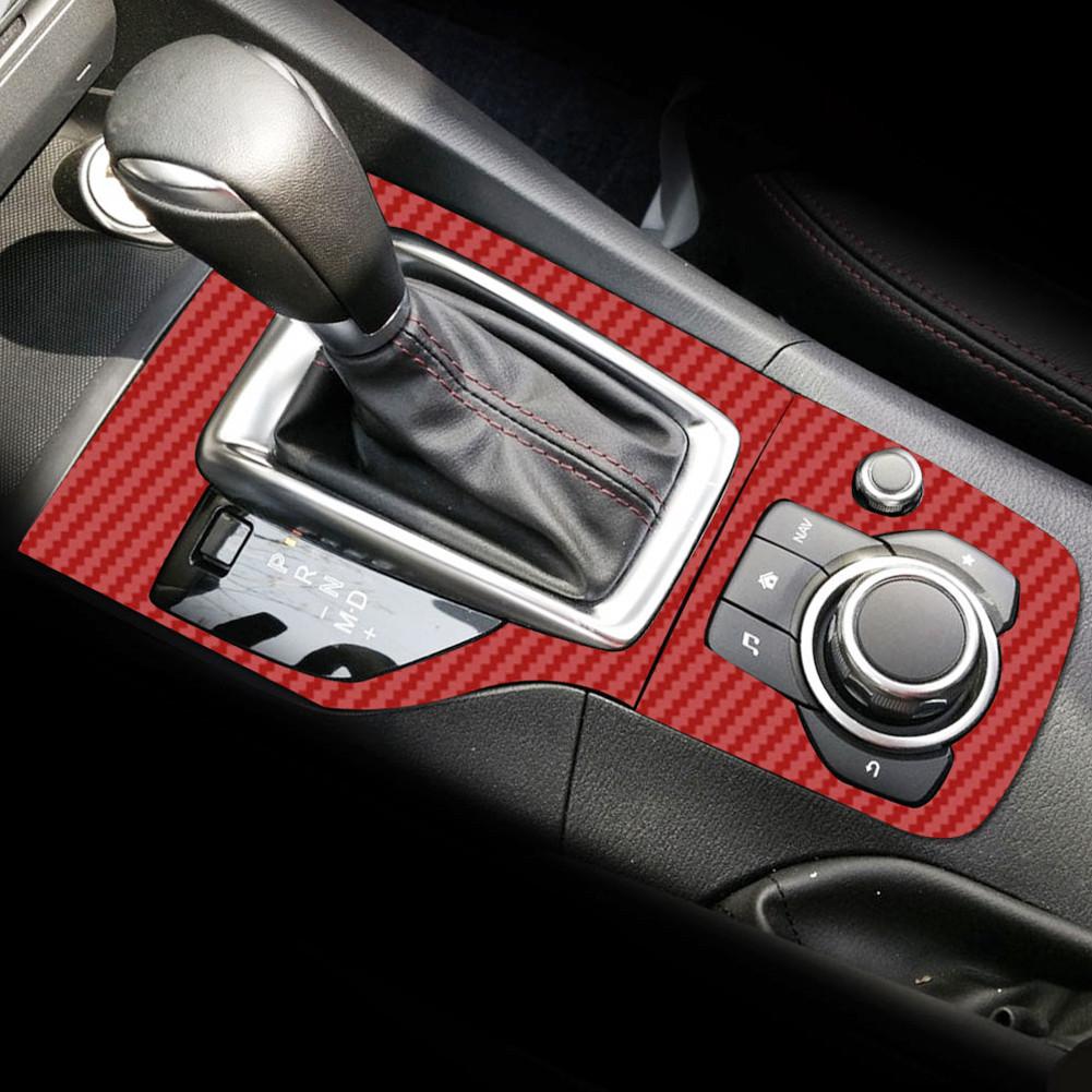 Gear Head Shift Knob Panel Cover Sticker Car Interior Carbon Fiber Trim Stickers Fit For Mazda 3 Axela 2014 2015 - 2019 AT