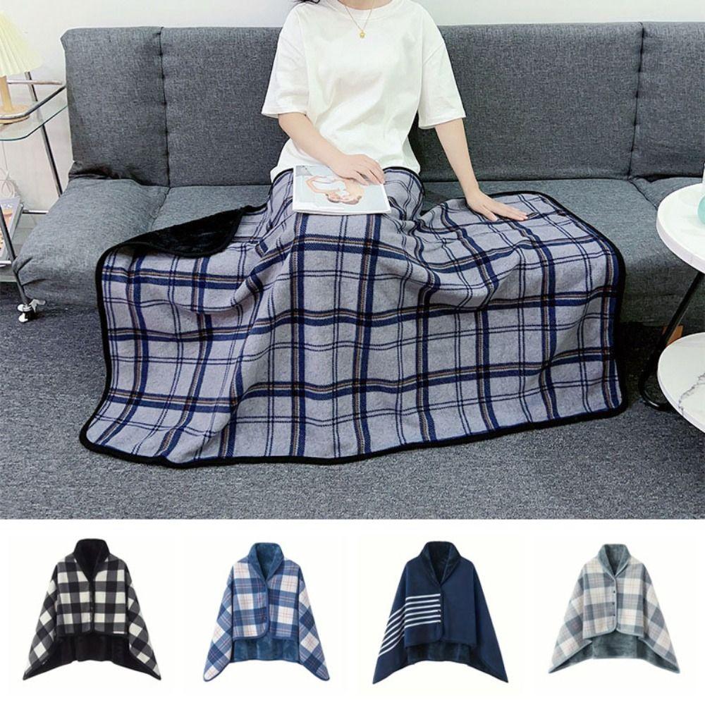 140*100cm Plush Stripe Warm Shawl Thicken Wearable Scarf Women Soft Flannel Blanket Shawl  Winter