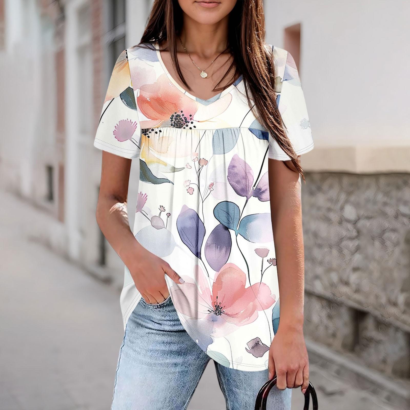 

Женский повседневный топ с V-образным вырезом и короткими рукавами, плиссированный на груди, с короткими рукавами XL белый