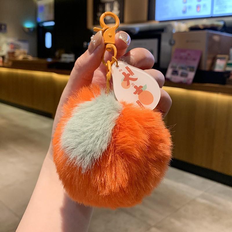 Plush Peach & Persimmon Pendant Keychain - Good Luck Bag Charm