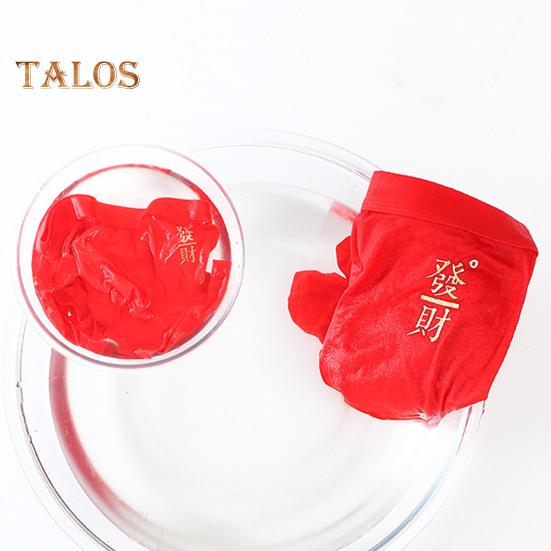 Men Shorts Briefs Chinese Character Print Red Boxer Underwear Mid-rise Elastic Waistband Happiness Symbol Red Boxers