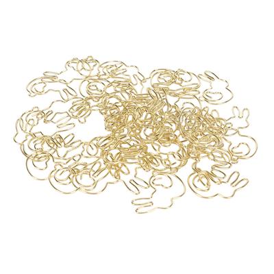 50 Pezzi Fermaglio di Carta a Forma di Coniglio Creativo Carino Cartone Animato Animale Dorato Segnapagina Clip per Appunti per