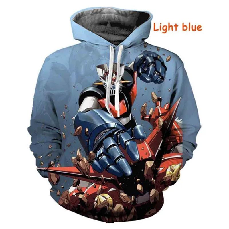Męskie bluzy z kapturem Mazinger Z Anime Robot 3D Print Mężczyźni Kobiety Moda Bluzy Oversized Hoodie Harajuku Dzieci Swetry Dres