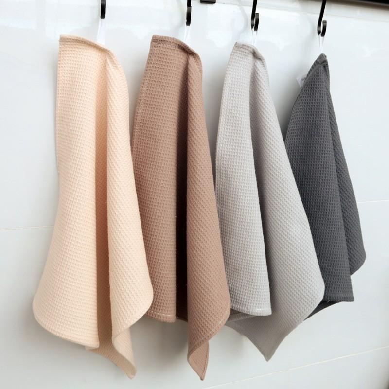 4PCSPure Cotton Waffle Dish Towel Plain Square Napkin Tea Towel Absorbent Kitchen Towel Dining Table Cotton Kitchen Essential