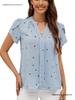 European American Women's V-Neck Heart-Shaped Sleeve Summer Top