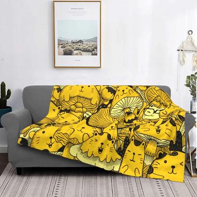 Mantas de gato y hongo de terciopelo para otoño/invierno, manta cálida multifunción para cama, oficina, edredón fino de felpa