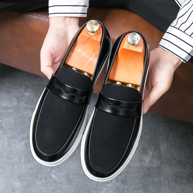 Fashion White Sole Men Casual Shoes Outdoor Brand Quality Leather Designer Shoes Versatile Men Loafers Soft Comfy Business Shoes