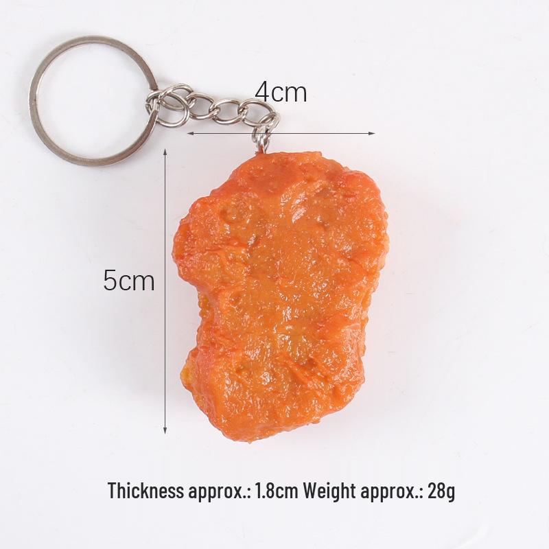 PVC Fake Food Keychain: Fried Chicken, Wings, Fries, Popcorn Chicken Pendant Model
