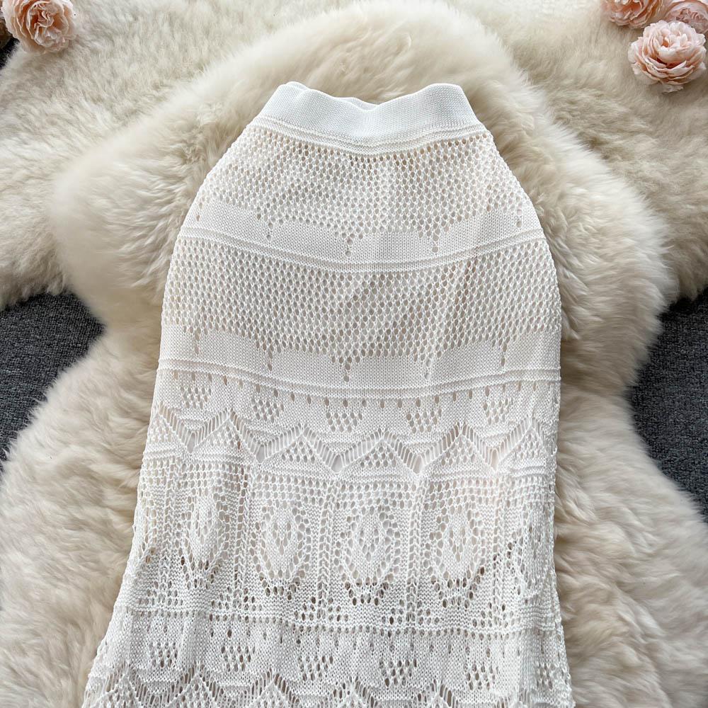 Autumn and Winter New Korean Medium-length Paragraph Elastic Hip Hook Flowers Wisp Niche Irregular Half-body Skirt