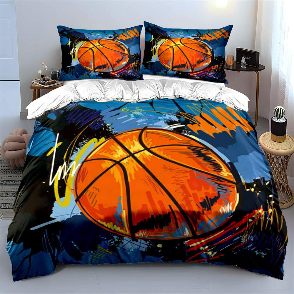 Basketball Abstrakte Kunst Set Mehrere Größen Kinder- und Schlafzimmer für Erwachsene Exquisites 3-teiliges Bettwäsche-Set, Geschenk