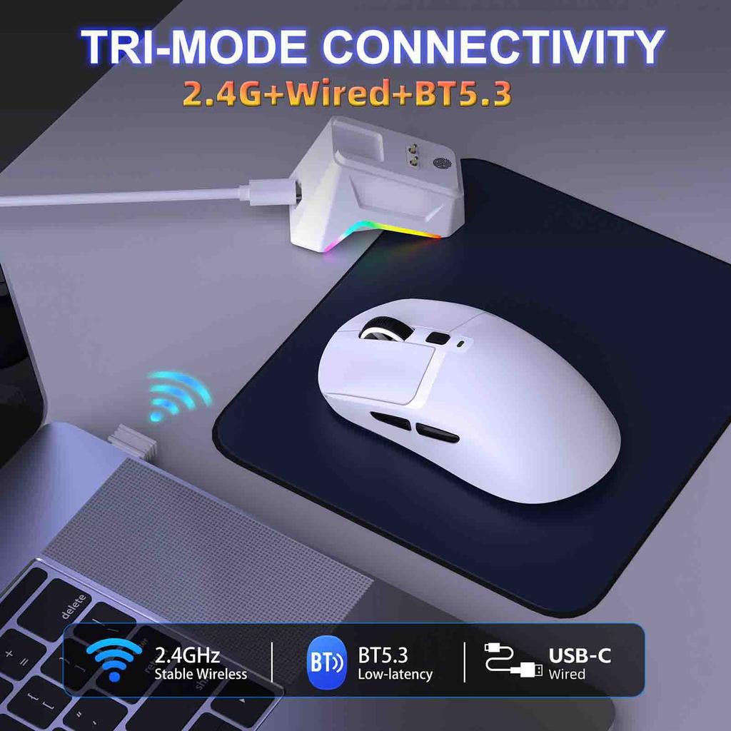 Lightweight Gaming Mouse 3 Mode with Charging Dock High Accuracy Sensor Programmable