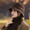 Big Head Circumference Hat Female Autumn and Winter Mother Fashion Exquisite Elegant Basin Hat Plain Travel Show Face Small Bucket Hat