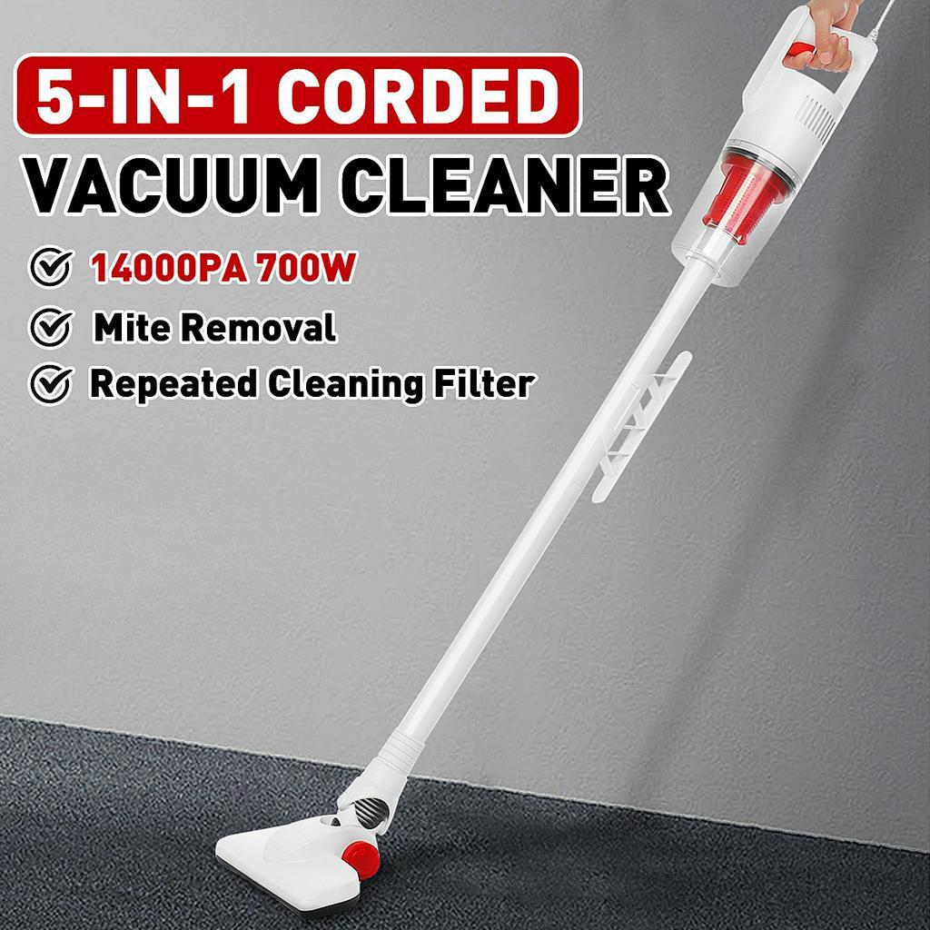 220-240V 700W Wired Handheld Vacuum Cleaner EU Plug 14000PA Portable Multifunction Mite Removal Machine Red Wall - Mounted Cleaner 2-in-1 9PCS