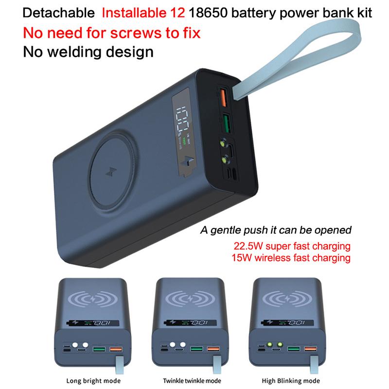 T12 Quick Charge Qc3.0 Diy 12 X 18650 Battery Power Bank Case Holder Portable Battery Storage Box With Lcd Display