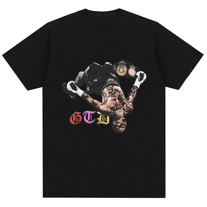 Print Retro Trend Mens and Womens Boxing Summer Print 100 Pure Cotton Shortsleeved Shirt