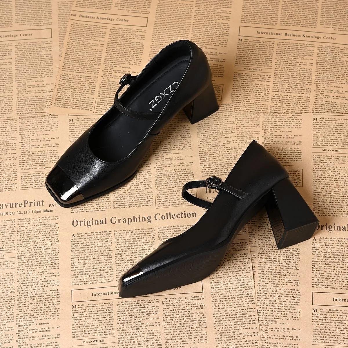 

zapatos de mujer women cute black round toe high quality patent leather buckle strap shoes lady office work shoe ab624 35