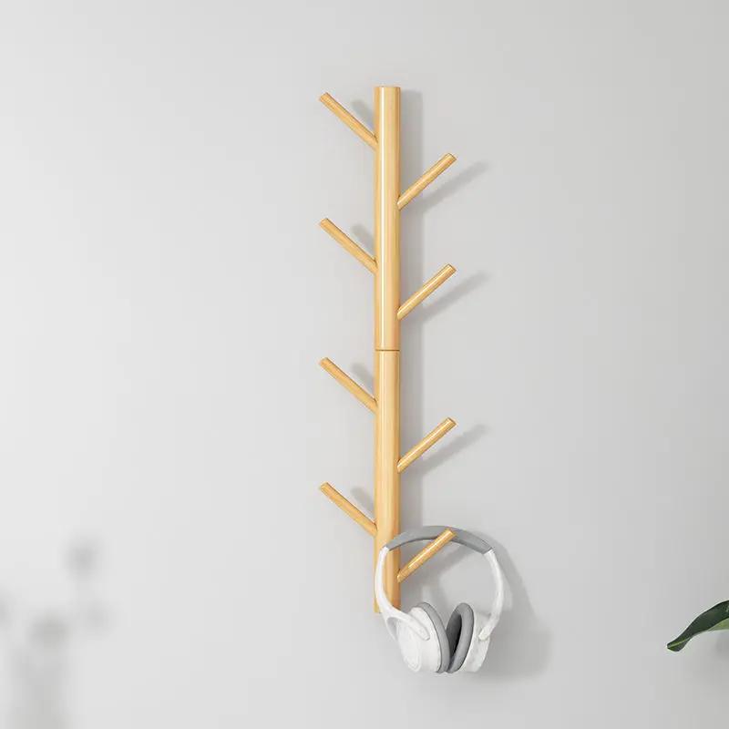 Wooden Wall Hanging Coat Rack Entry Porch Living Room Bedroom Furniture Metal Hangers House Decoration Tree Clothes Organization