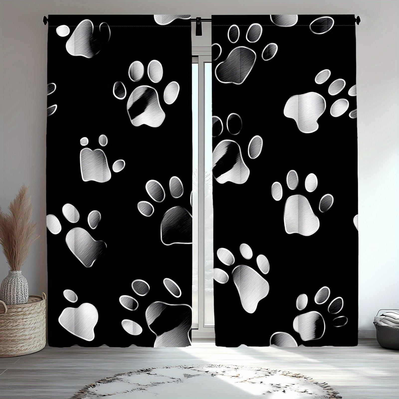 

Panels Cute Dog Paw Print Curtains Polyester Fabric Suitable Bedroom Living Room Curtain Made Of Washable Area Ready W100*H70(CM)-Rod Pocket&1PCS