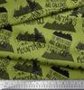 Soimoi Green Japan Crepe Satin Fabric Mountains & Text Printed Fabric 1 metre 42 Inch