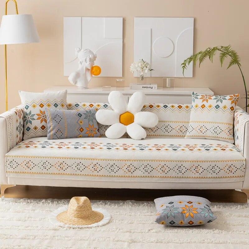 Chenille Embroidery Sofa Cushion Thickened Non-Slip Sofa Cover Four Seasons Universal Living Room Sofa Cover Backrest Towel