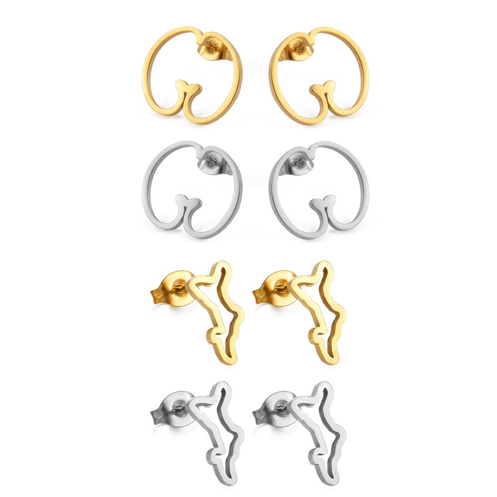 1 Para Kolczyków Wkręcanych z Mapą i Coco De Mer z Seszeli Mahe Praslin Dla Kobiet Dziewczyn Biżuteria Etniczna Ze Stali Nierdzewnej #558562