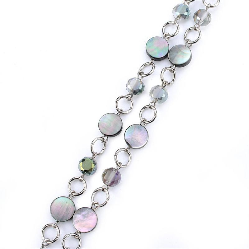 Stainless Steel Shell Work Certificate Id Lanyard, Long Necklace Women'S Sweater Chain