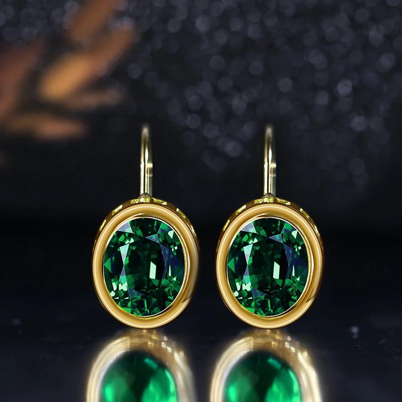 Dazzling Elegant Women Fashion Gold Color Earring Blue Hoop Earrings Female Wedding Jewelry Gifts Bijoux Femme