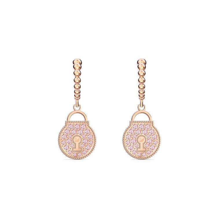 Swarovski Heart Lock Love Lock Earrings Women earrings Rose-Gold 5577011 Box+Shopping Bag (Random Color)