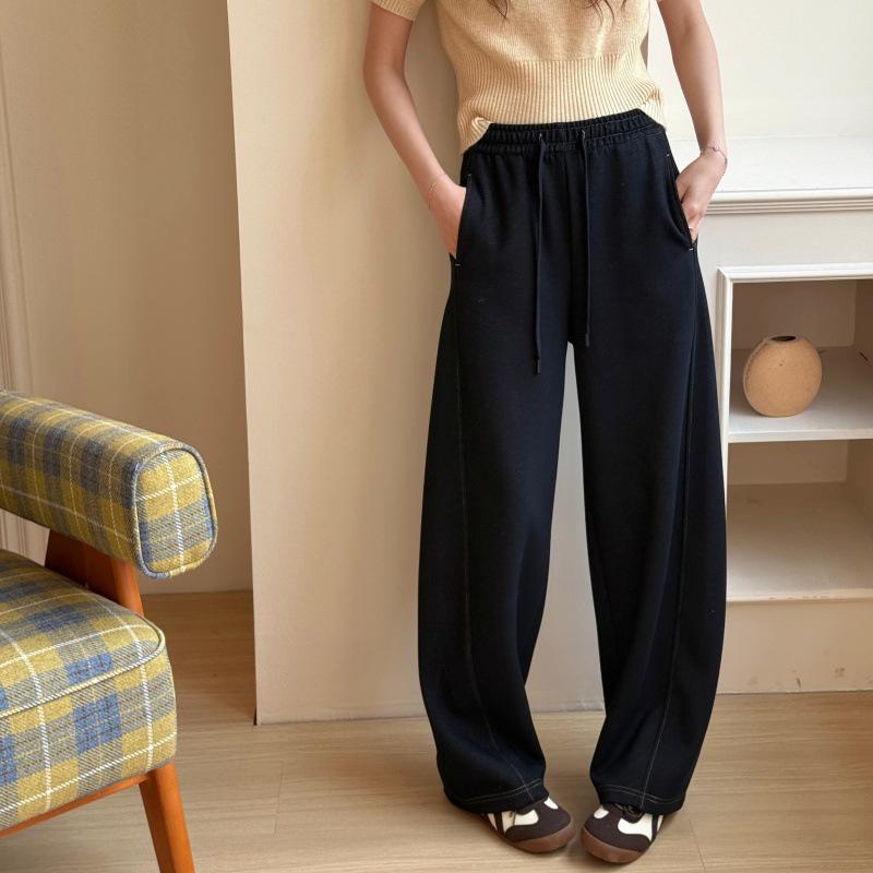 

High-Waisted Elastic Casual Denim Pants - Spring/Autumn 2026 | Loose Fit, Flaw Concealing, Versatile Korean Style, Women s Retro Curved Leg. Extra Large темно-синий