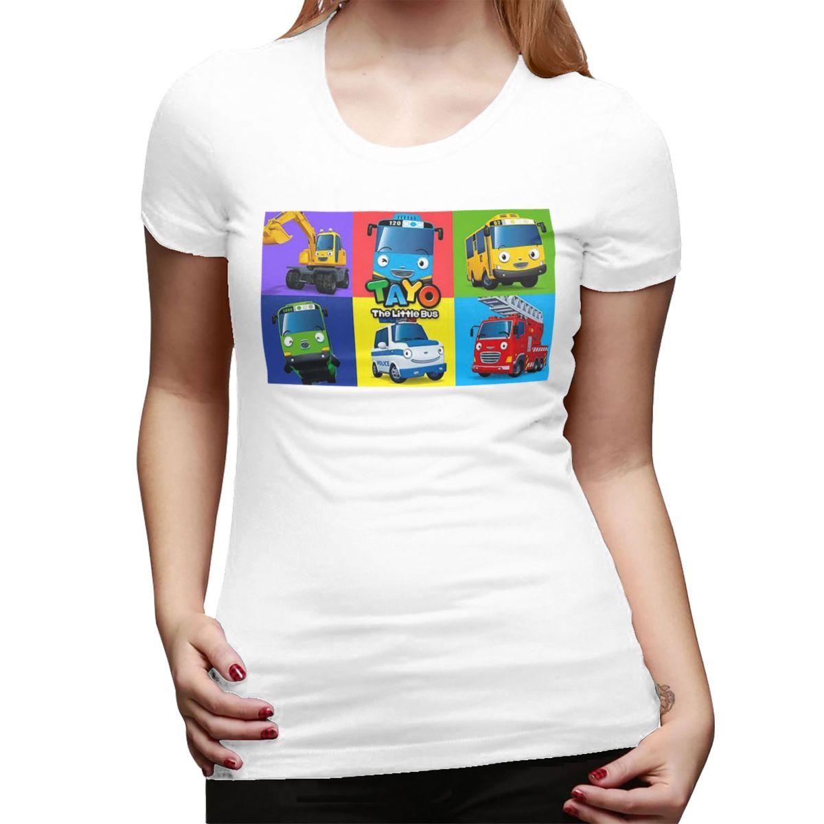 

Tayo The Little Bus Cartoon TShirt for Women Round Neck Streetwear T Shirts Womens Tees Short Summer Clothes Tops S