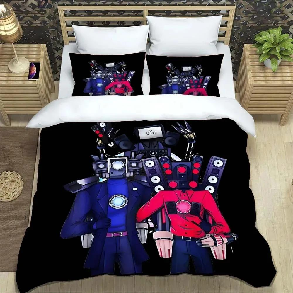 Cartoon Print Duvet Cover With pillowcase, Skibidi Toilet Duvet Cover Set Home Bedroom Bedding Set Adult Bedroom Boy Duvet Cover