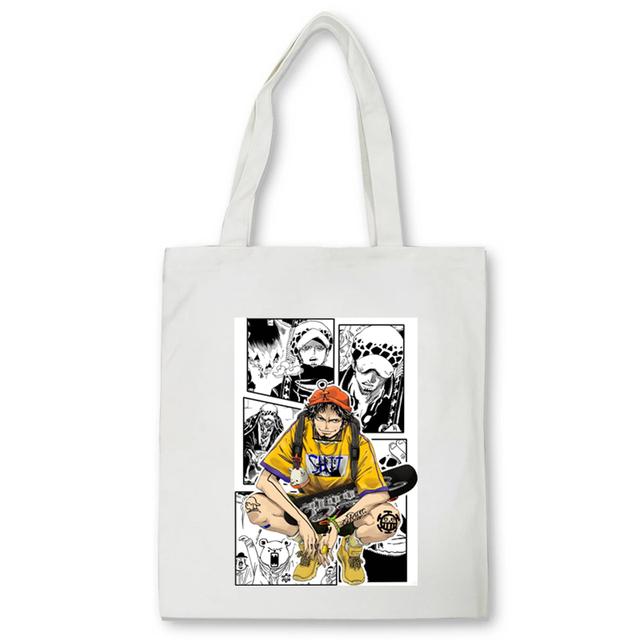 One Piece Shopping Bag Anime ZORO Graphic Print Canvas Bag Teenage Students Reusable Shopper Handbag Bag Women's Bag Bolsas