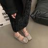 Fashion Flat Shoes for Women's Spring and Autumn French Diamonds Mary Jane Shoes Black Loafers Plus Size Women's Shoes