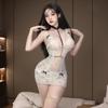 Sexy pure desire perspective mesh lace suspender nightdress sexy underwear inner strap deep V nightdress backless can be torn