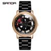 SANDA Top Men Quartz Watches Sports Car Watch Waterproof Sport 360℃ Rotating Rim Hub Wheel Wristwatch Car Quartz Men's Watches
