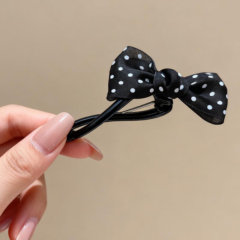 Korean Polka Dot Bow Elegant Hair Clip 2025