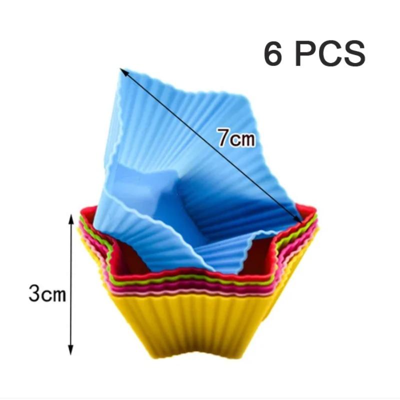 

Random 6PCS Silicone Muffin Mold Round Muffin Cup Heart Cake Baking Mold Kitchen Cooking Supplies Cake Decorating Tools