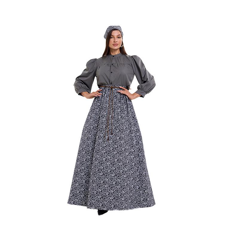 Cosplay new European court clothing, medieval retro clothing, floral skirt, farm colonial period