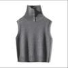 Damen Strickweste mit Stehkragen, lockerer, bequemer Pullover, Kaschmirpullover, ärmellose Pullover