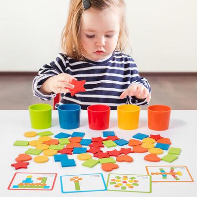 Baby Montessori Color Shape Education Toys Sensory Sorting Cup Thinking Matching Games Toddlers Parish Early Learning Wooden Toy