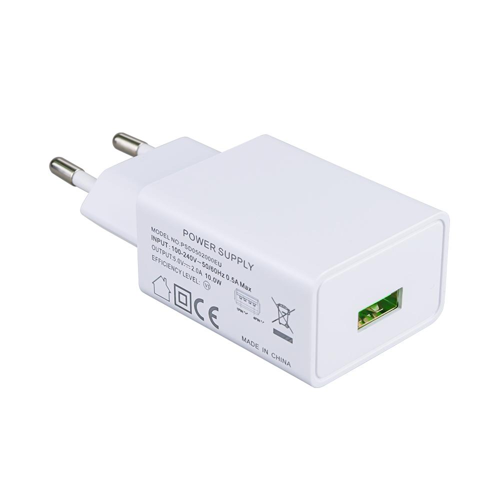 Certified  High Quality 5V2A 10W USB Wall Charger for All Mobile Phone Fast Charging Travel Charger Adapter ABS