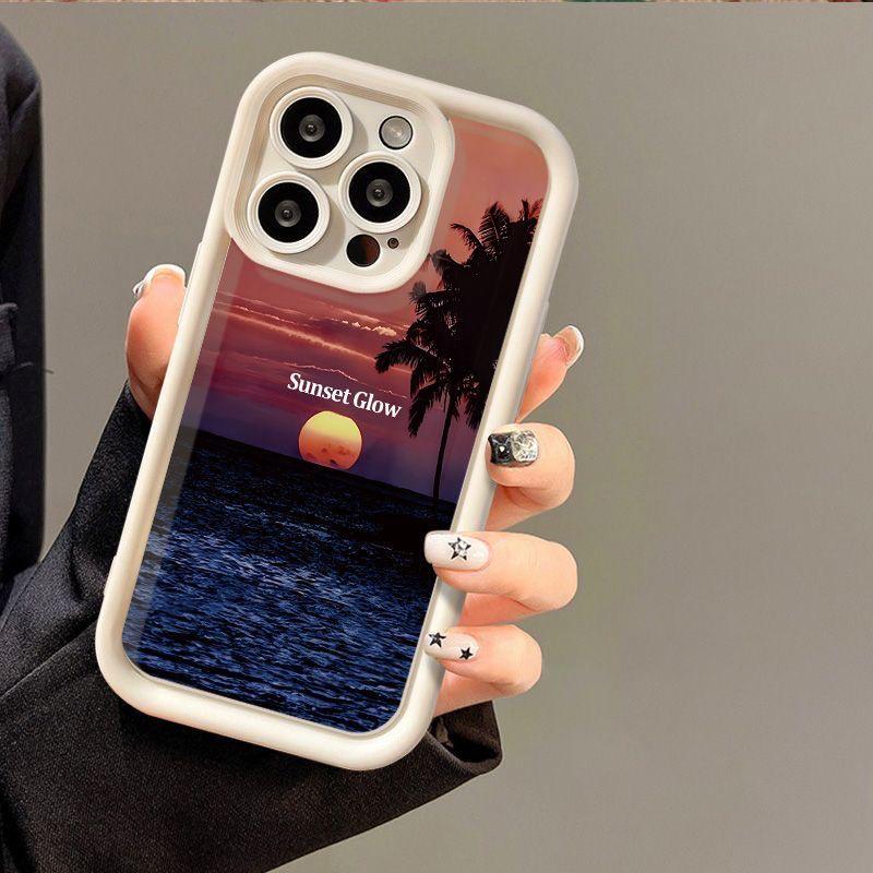 

Чехол для iPhone Закат и кокосовая пальма для Apple 16 Pro Max, 15 Plus, 14, 13, 12 - Креативный и популярный дизайн iPhone XS Max