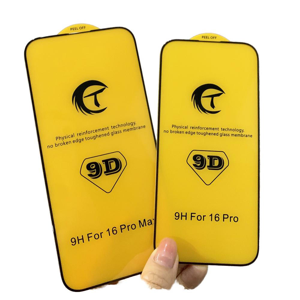 Screen Protector 9D CT Tempered Glass with Big Curve 330 Thick Glue Bubble-Free Film for iPhone 16 Plus Mobile Phone