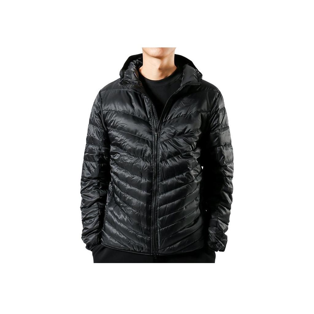 Nike Hooded Zipper Solid Color Cuff Elastic Design Down Jacket Men Jackets Black 541457-011