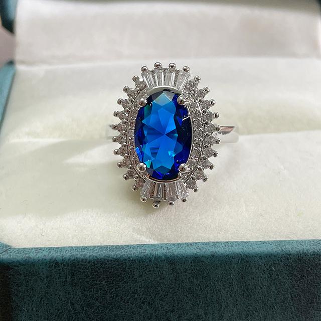 Cellacity Classic Sapphire Rings for Charm Lady with Oval Shape Gemstones 925 Sterling Silver Fine Jewelry Gift