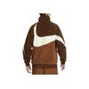 Nike Sportswear Swoosh Reversible Stand Collar Zip Fleece Jacket Men Jackets Surprise-Cocoa Coconut-Milk Light-British-Brown BQ6546-259
