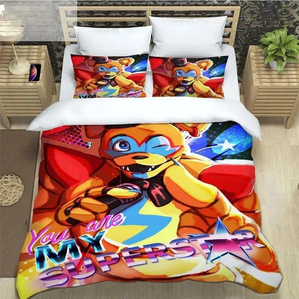 F-Pět nocí u Freddyho FNAF Povlečení Sada King Twin Double Chlapecké povlečení Mikrovlákno nebo Polyester Přikrývka