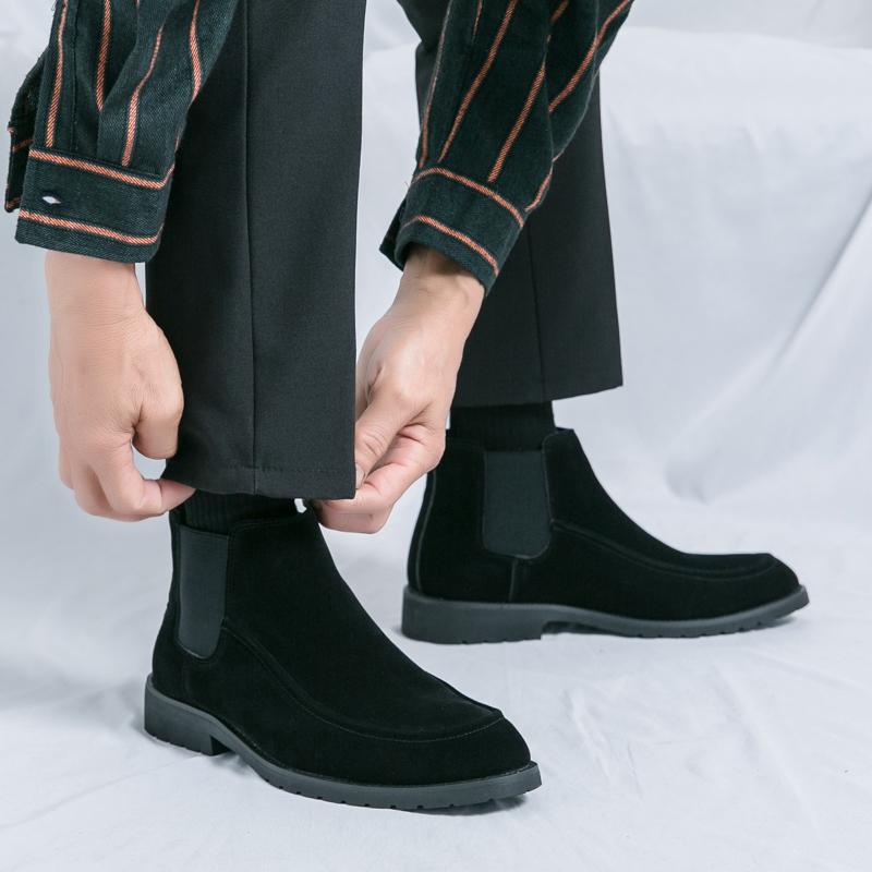 Fashion Elegant High Top Ankle Boots, High-quality Brand Men's Leather Casual Shoes Classic Brown Men's Business Boots Massage Soles